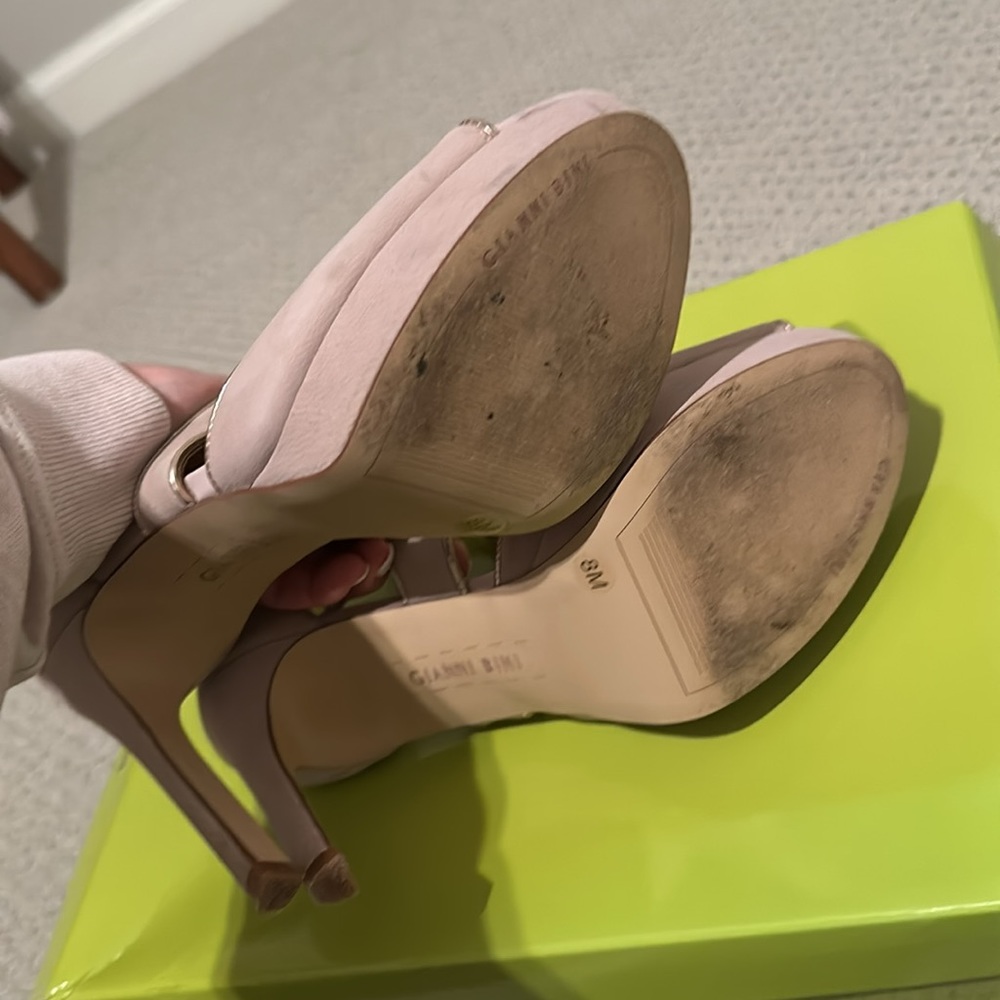 Gianni Bini Geordannah Platform Heeled Sandals Nude Taupe Rose Gold Womens 8 EUC - Picture 6 of 8